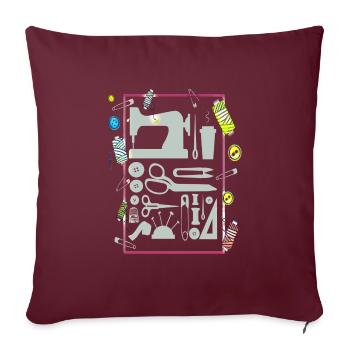 Les tailleurs aiment coudre avec la machine à coudre - Housse de coussin décorative 45 x 45 cm - bordeaux - Devant