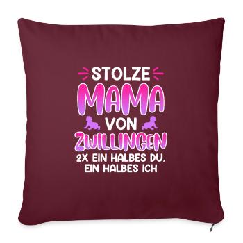 Zwillinge Eltern von Zwillingen Stolze Mama - Sofakissenbezug 45 x 45 cm - Burgunderrot - Vorne