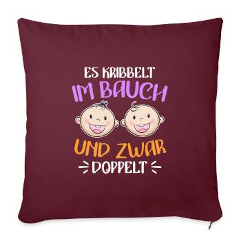 Kribbeln im Bauch Mutter von 2 Zwillinge im Bauch - Sofakissenbezug 45 x 45 cm - Burgunderrot - Vorne