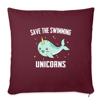 Narval Baleine Océan Narvals Baleines Baleines Baleines - Housse de coussin décorative 45 x 45 cm - bordeaux - Devant