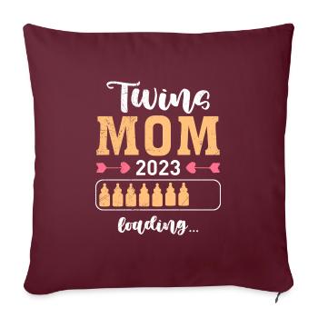 Maman Jumelle 2023 Mère Jumelles Bébé Maman - Housse de coussin décorative 45 x 45 cm - bordeaux - Devant