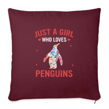 Manchots Pingouins Animal - Housse de coussin décorative 45 x 45 cm - bordeaux - Devant