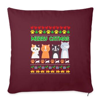 Miaou Noël moche Noël Weihnachten - Housse de coussin décorative 45 x 45 cm - bordeaux - Devant