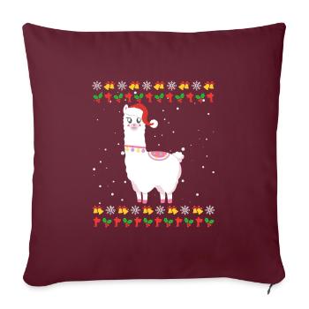 Noël moche Lama Alpaga Noël - Housse de coussin décorative 45 x 45 cm - bordeaux - Devant