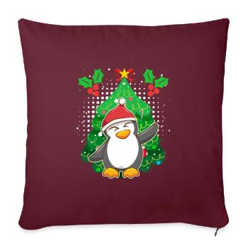 Pingouin Noël Pingouin Arbre de Noël - Housse de coussin décorative 45 x 45 cm - bordeaux - Devant