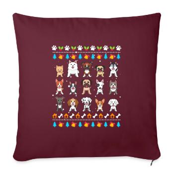 Chiens de Noël moches Propriétaires de chiens Noël - Housse de coussin décorative 45 x 45 cm - bordeaux - Devant