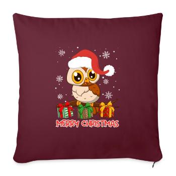Joyeux Noël Hibou Noël - Housse de coussin décorative 45 x 45 cm - bordeaux - Devant