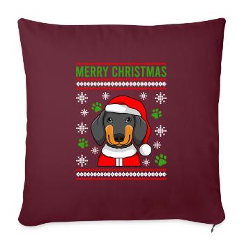 Merry Christmas Hundebesitzer Dachs - Sofakissenbezug 45 x 45 cm - Burgunderrot - Vorne