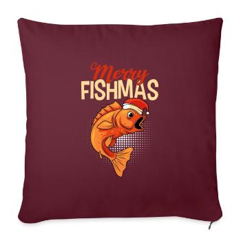 Joyeux pêcheur Angler Ange de Noël - Housse de coussin décorative 45 x 45 cm - bordeaux - Devant