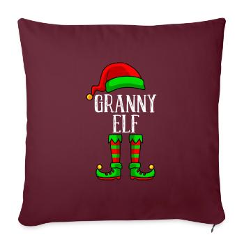 Grand-mère elfe de Noël grand-mère drôle d’elfe - Housse de coussin décorative 45 x 45 cm - bordeaux - Devant