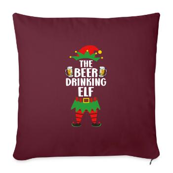 Bière Elfe Buveurs de bière Elfe Papa Noël - Housse de coussin décorative 45 x 45 cm - bordeaux - Devant