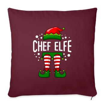 Chef Elfe Boss Papa Père Noël Familles - Housse de coussin décorative 45 x 45 cm - bordeaux - Devant
