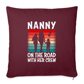 Assistante maternelle sur la route avec son équipage Assistante maternelle - Housse de coussin décorative 45 x 45 cm - bordeaux - Devant