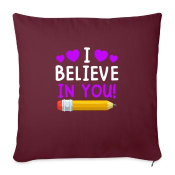 Maître Je crois en toi enseignant - Housse de coussin décorative 45 x 45 cm - bordeaux - Devant