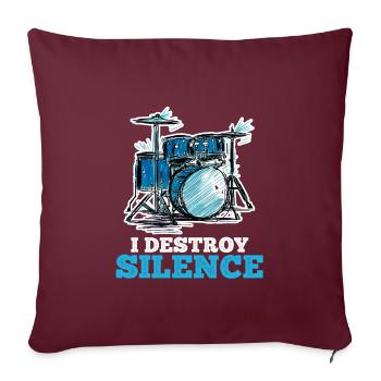 Je détruis le silence avec ma batterie - Housse de coussin décorative 45 x 45 cm - bordeaux - Devant