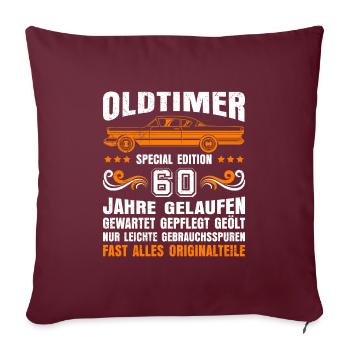 60. Geburtstag alle Teile original 60 Jahre - Sofakissenbezug 45 x 45 cm - Burgunderrot - Vorne