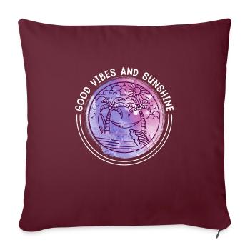 Bonnes vibrations et soleil Fête des vacances d’été - Housse de coussin décorative 45 x 45 cm - bordeaux - Devant