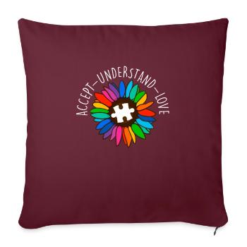 Autisme Diversité Conscience autistique - Housse de coussin décorative 45 x 45 cm - bordeaux - Devant