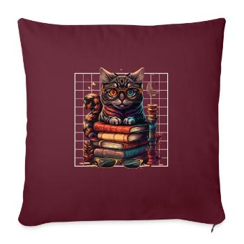 Katzenliebhaber und Bücherwurm Buchliebhaber und - Sofakissenbezug 45 x 45 cm - Burgunderrot - Vorne