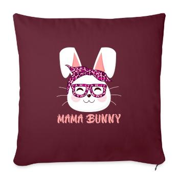 Maman Lapin Lapin Visage Cool Lapin de Pâques Maman - Housse de coussin décorative 45 x 45 cm - bordeaux - Devant