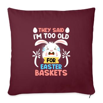 Lapin de Pâques Panier de Pâques Lapin Oeufs de Pâques - Housse de coussin décorative 45 x 45 cm - bordeaux - Devant