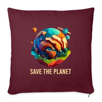 Sauvons notre planète Écologistes Protection du climat - Housse de coussin décorative 45 x 45 cm - bordeaux - Devant