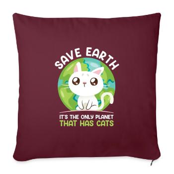 Save Earth Cat Lovers Conservation des espèces Environnement - Housse de coussin décorative 45 x 45 cm - bordeaux - Devant