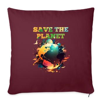 Sauver la planète Terre, le climat et la nature - Housse de coussin décorative 45 x 45 cm - bordeaux - Devant