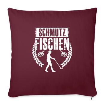 Schmutz Fischen Sondengänger mit Detektor - Sofakissenbezug 45 x 45 cm - Burgunderrot - Vorne