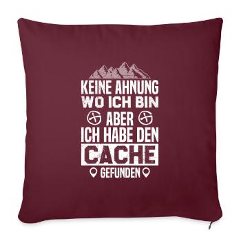 Geocaching Ich habe den Cache gefunden GPS Schatz - Sofakissenbezug 45 x 45 cm - Burgunderrot - Vorne
