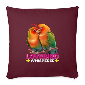 Inséparable chuchoteur Amoureux des oiseaux - Housse de coussin décorative 45 x 45 cm - bordeaux - Devant