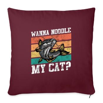 Noodler veut Noodle my Cat Waller Fishing - Housse de coussin décorative 45 x 45 cm - bordeaux - Devant