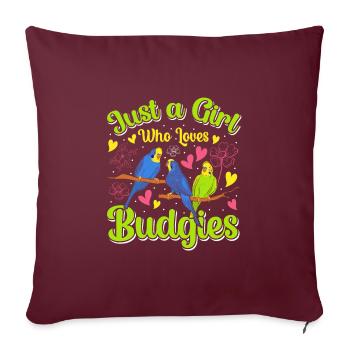 Juste une fille qui aime les filles perruches - Housse de coussin décorative 45 x 45 cm - bordeaux - Devant