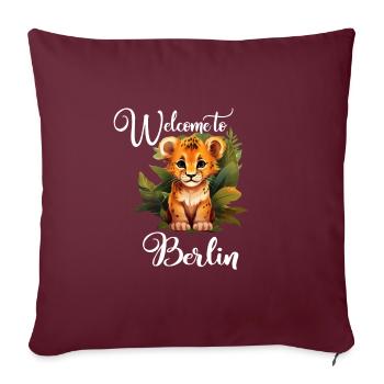 "Welcome to Berlin" Löwe - Stadtleben mit einem - Sofakissenbezug 45 x 45 cm - Burgunderrot - Vorne