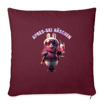 Après-Ski Bunny Cool avec Cocktail Ski Party - Housse de coussin décorative 45 x 45 cm - bordeaux - Devant