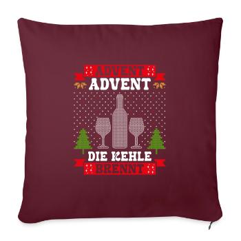 Advent Advent die Kehle Brennt Glühweintopf - Sofakissenbezug 45 x 45 cm - Burgunderrot - Vorne
