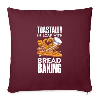 Boulanger de pain grillé dans un pain avec cuisson du pain - Housse de coussin décorative 45 x 45 cm - bordeaux - Devant