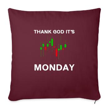 Dieu merci, c’est le jour du graphique boursier du lundi Marché boursier - Housse de coussin décorative 45 x 45 cm - bordeaux - Devant