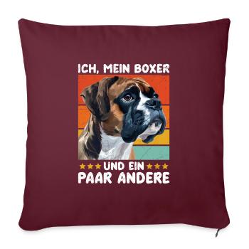 Deutscher Boxer ICH MEIN BOXER UND EIN PAAR ANDERE - Sofakissenbezug 45 x 45 cm - Burgunderrot - Vorne