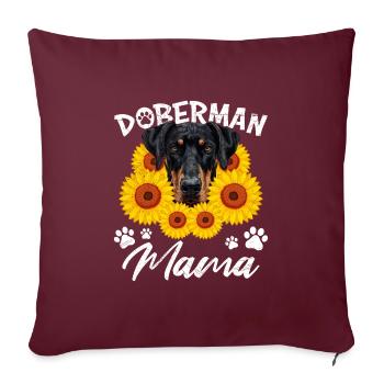 DOBERMAN MOM Hundebesitzer Doberman MAMA - Sofakissenbezug 45 x 45 cm - Burgunderrot - Vorne
