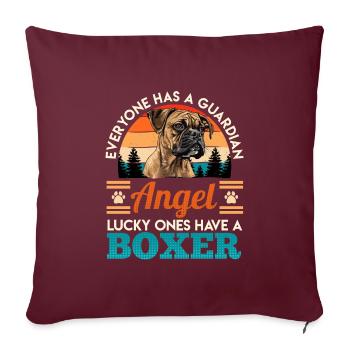Deutscher Boxer GLÜCKSPILZE HABEN EINEN BOXER - Sofakissenbezug 45 x 45 cm - Burgunderrot - Vorne