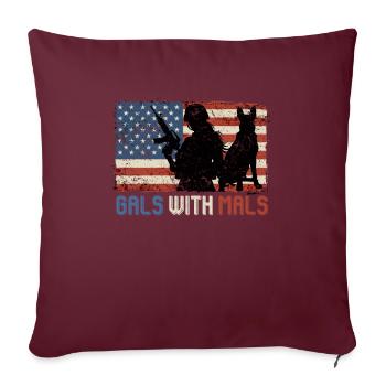Malinois Femme GALS WITH MALS Belge - Housse de coussin décorative 45 x 45 cm - bordeaux - Devant