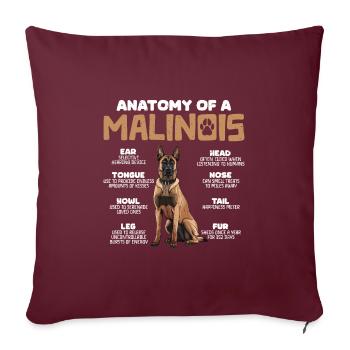 Berger Belge ANATOMIE D’UN BELGE - Housse de coussin décorative 45 x 45 cm - bordeaux - Devant