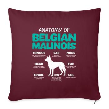 Berger Belge ANATOMIE D’UN BELGE - Housse de coussin décorative 45 x 45 cm - bordeaux - Devant