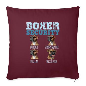 Deutscher Boxer Besitzer BOXER SECURITY Lustiges - Sofakissenbezug 45 x 45 cm - Burgunderrot - Vorne