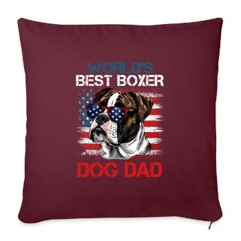 Deutscher Boxer USA WELTBESTER BOXER PAPA - Sofakissenbezug 45 x 45 cm - Burgunderrot - Vorne