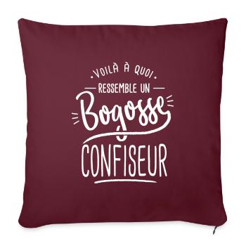 bogosse Confiseur cadeau humour chocolat bonbon - Housse de coussin décorative 45 x 45 cm - bordeaux - Devant