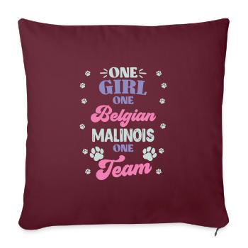 Malinois UNE FILLE UN BERGER BELGE - Housse de coussin décorative 45 x 45 cm - bordeaux - Devant