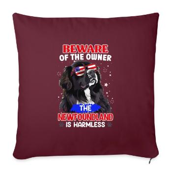 Newfie MÉFIEZ-VOUS DE LA MAÎTRESSE Terre-Neuve - Housse de coussin décorative 45 x 45 cm - bordeaux - Devant