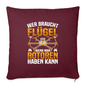 Drone volant FPV Racing Pilot Pilote de drone - Housse de coussin décorative 45 x 45 cm - bordeaux - Devant